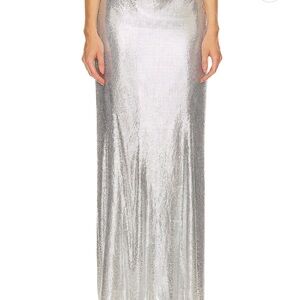 h:ours Silver Sequin Maxi Pencil Skirt